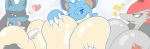  &lt;3 anthro anthrofied big_breasts blue_eyes breast_squish breasts canine cladz claws female front_view group looking_at_viewer lucario mammal nidoqueen nintendo one_eye_closed pok&eacute;mon pok&eacute;mon_(species) red_eyes simple_background smile spikes tongue tongue_out video_games white_background wink zoroark 