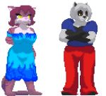 animated anthro badger bailey_rosworth big_breasts blaise_shirazi blush breasts burning clothing destroyed_clothing feline female flexing fur hair mammal muscular muscular_female mustelid nude pose pussy short_hair smile sprites thick_thighs tiger torn_clothing tsunamidusher undressing 