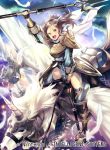  armor bangs breastplate cloud cloudy_sky commentary_request company_name copyright_name cynthia_(fire_emblem) dress feathers fingerless_gloves fire_emblem fire_emblem:_kakusei fire_emblem_cipher gloves green_eyes grey_hair holding holding_weapon horn long_hair long_sleeves looking_at_viewer multiple_girls nagahama_megumi official_art open_mouth outdoors parted_bangs pegasus pegasus_knight polearm shiny shiny_hair sky smile spear weapon 