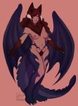  anthro bat_wings breasts claws dragon female horn humanoid hybrid membranous_wings navel neck_tuft nipples pubes solo tuft wings witchofavalon yellow_eyes 