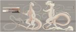  2018 anthro barefoot biped breasts claws color_swatch colored_sketch digital_drawing_(artwork) digital_media_(artwork) digitigrade dragon eastern_dragon female front_view hair hi_res horn humanoid long_hair long_neck model_sheet nipples nude oouna open_mouth pussy remi_(oouna) scales scalie side_view simple_background solo teeth tendrils text toe_claws 
