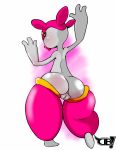  2015 abstract_background anus blush butt clothing darkboss digital_media_(artwork) eyelashes female hi_res humanoid legwear looking_at_viewer looking_back medicham mostly_nude nintendo not_furry pok&eacute;mon pok&eacute;mon_(species) pussy rear_view shadow simple_background solo standing video_games 
