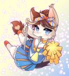  1girl brown_hair cat cat_busters character_request cheerleading debu_nezu furry multicolored_hair short_hair solo two-tone_hair 