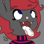  anthro bat blue_eyes clothing cmibond cute disembodied_penis fangs fellatio female hair happy licking male male/female mammal open_mouth oral penis red_hair sex shay_(cmibond) solo sweater tongue tongue_out 