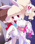  10s 1boy 1girl amano_keita animal_ears brown_hair bunny bunny_ears cum high_ponytail japanese_clothes kimono long_hair midriff nipples nollety one_leg_up open_mouth penis pink_eyes pussy sex snowrabby youkai youkai_watch youkai_watch_3 
