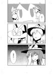  bow capelet chibi closed_eyes comic ebizome facepalm facing_another frills greyscale hat hat_bow hat_ribbon highres low_twintails luize monochrome multiple_girls nagae_iku open_mouth page_number ribbon short_twintails sweat touhou touhou_(pc-98) translation_request twintails 