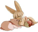  1girl 1other brown_eyes crying furry kawasemi27 long_hair made_in_abyss mitty_(made_in_abyss) nanachi_(made_in_abyss) tears white_hair 