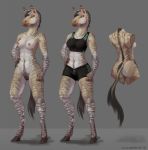  2018 anthro athletic black_hair blue_eyes bra breasts brown_fur clothed clothing donkey equine female fur gail_(superlemonz) hair hooves hybrid mammal maneframe model_sheet multicolored_fur nude pubes pussy shorts simple_background skimpy small_breasts solo sports_bra standing striped_fur stripes tight_clothing underwear white_fur zebra zonkey 
