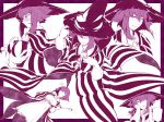  adjusting_clothes adjusting_hat appron black_border blush border eyebrows_visible_through_hair gloves hair_between_eyes hat hiyuu_(flying_bear) holding_ladle houshin_engi kinkouseiba ladle monochrome multiple_personna outside_border robe short_hair simple_background smile source_request white_background witch_hat 