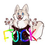  2018 alpha_channel anthro blue_eyes canine clothed clothing edit female fluffy fluffy_tail mammal open_mouth solo standing wiwolf wolf 