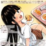  black_hair blue_eyes bread brown_shorts colored_pencil_(medium) commentary_request controller curry curry_bread dated food hatsuyuki_(kantai_collection) hime_cut holding holding_food kantai_collection kirisawa_juuzou long_hair numbered open_mouth remote_control round_teeth shirt short_sleeves shorts solo teeth traditional_media translation_request twitter_username white_shirt 