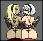  animated animated_gif ass ass-to-ass ass_press blonde_hair butt_crack clothed_sex dark_skin erowolf gravity_daze kitten_(gravity_daze) mole multiple_girls nier nier_(series) red_eyes sex yorha_no._2_type_b 