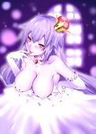  :p bare_shoulders breasts choker cleavage collarbone commentary_request crown daive dress elbow_gloves finger_to_mouth gloves hand_on_hip highres long_hair looking_at_viewer luigi's_mansion mario_(series) new_super_mario_bros._u_deluxe pale_skin princess_king_boo purple_hair red_eyes sharp_teeth smile solo super_crown teeth tongue tongue_out white_choker white_dress white_gloves 