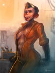  2018 abs anthro ape blush breasts chimpanzee clothed clothing digital_media_(artwork) female fur hair looking_at_viewer mammal muscular neurodyne primate simple_background smile solo tongue tongue_out yello 
