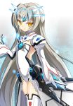  alice360 code:_battle_seraph_(elsword) crown elsword eve_(elsword) facial_mark forehead_jewel gem gloves glowing highres leotard long_hair silver_hair solo very_long_hair yellow_eyes 