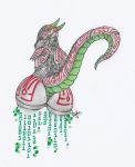  anthro armor butt cyberpunk dragon female horn presenting priscilla red_eyes scales skuttz solo traditional_media_(artwork) 