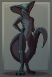  2018 4_toes 5_fingers anthro claws digital_media_(artwork) digitigrade discardingsabot hi_res looking_at_viewer male naga nude reptile scales scalie simple_background smile snake solo standing toes yeenr zaegre_th&#039;shenna 