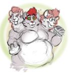  3_heads body_control canine cerberus feline force_feeding forced hair hypnosis jaguar male mammal mind_control multi_head overweight overweight_male red_hair solo variun weight_gain 