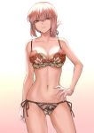  absurdres alternate_costume antenna_hair ass_visible_through_thighs bare_arms bare_legs bare_shoulders bra breasts cleavage commentary contrapposto cowboy_shot embroidered_bra embroidered_panties embroidery eyebrows_visible_through_hair fate/grand_order fate_(series) floral_print florence_nightingale_(fate/grand_order) gloves gradient gradient_background highres large_breasts lingerie long_hair looking_at_viewer lowleg lowleg_panties mashu_003 multicolored multicolored_background narrow_waist navel panties parted_lips pink_hair print_bra print_panties red_eyes rose_print see-through side-tie_panties signature solo standing stomach thighs twitter_username underwear underwear_only white_bra white_gloves 