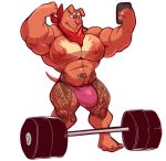  2018 alpha_channel anthro barbell biceps bulge canine cellphone cursedmarked hyper hyper_bulge male mammal muscular muscular_male nipples pecs phone scarf selfie simple_background solo standing tattoo transparent_background 