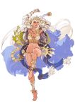  ankle_wrap anklet armor arms_up bangle barefoot bikini_armor bracelet breasts cape cleavage flower full_body gloves hair_flower hair_ornament headpiece highres holding jewelry large_breasts leg_up lips long_hair minaba_hideo navel necklace official_art open_mouth pink_eyes saber_(weapon) sheena_(terra_battle) solo sword terra_battle transparent_background very_long_hair weapon 
