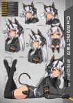  animal_ears armored_leotard ass bangs black_gloves black_legwear cat_ears cat_tail character_sheet chibi commentary concept_art covered_navel detail english english_commentary full_body gloves headgear high_heels highres homeworld homeworld_2 horns long_hair looking_at_viewer lying mechanical_ears mechanical_parts multiple_views on_stomach orange_eyes personification shaded_face standing tail thighhighs upper_body v variations very_long_hair white_hair xandier59 
