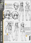  ahoge belt boots cape coffin concept_art detail english eyepatch hair_ornament hairclip highres long_hair low_ponytail military military_jacket military_uniform multiple_girls multiple_views necktie panzer_waltz personification shirt short_hair shorts sketch standing tied_hair uniform vest white_shirt wing_collar xandier59 