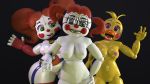 3d_(artwork) animatronic anthro avian baby_(fnafsl) breasts digital_media_(artwork) female five_nights_at_freddy&#039;s five_nights_at_freddy&#039;s_2 group humanoid machine nipples nude pussy robot sister_location source_filmmaker toy_chica_(fnaf) video_games yaboiscout 