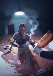  alcohol ardentmind award beverage bojack_horseman bojack_horseman_(character) equine hair horse mammal oscar_statuette reflection smoking solo_focus 