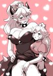  bar_censor blonde_hair blush borrowed_design bowsette breasts censored cleavage collar commentary_request crown dress earrings embarrassed gloves heart height_difference horns jewelry large_breasts long_hair mario_(series) multiple_girls new_super_mario_bros._u_deluxe nose_blush open_mouth ponytail princess_peach pussy size_difference super_crown super_mario_bros. sweat tail thick_eyebrows thick_thighs thighs tiara tied_hair toroi_(run01211) yuri 