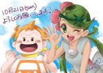  1girl commentary_request green_eyes green_hair mamane_(pokemon) mao_(pokemon) orange_hair pokemon pokemon_(anime) pokemon_sm_(anime) takeko0223 