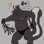  ! 2018 ? anthro armpit_hair balls black_nose chastity clothing deep_navel digital_drawing_(artwork) digital_media_(artwork) english_text featureless_crotch flaccid forced front_view fur gio_(zannte) goo_(disambiguation) humanoid_penis koorivlf male mammal mephitid mostly_nude navel nipples nullo overweight overweight_male pecs penis pink_fur pink_nipples poof signature simple_background skunk slightly_chubby slime solo story story_in_description text thick_tail torn_clothing uncut underwear vein veiny_penis yellow_eyes 