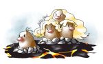  2017 3_heads alolan_diglett alolan_dugtrio ambiguous_gender angry artsy-theo blonde_hair brown_body desolate digital_drawing_(artwork) digital_media_(artwork) duo evolutionary_family feral full-length_portrait hair head_tuft lava level_difference long_hair mammal multi_head nintendo outside pok&eacute;mon pok&eacute;mon_(species) portrait red_nose regional_variant rock short_hair signature simple_background size_difference style_parody toony vertical_bar_eyes video_games white_background 