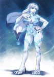  animal_ears blue blue_eyes breasts bunny_ears bunny_tail claws fur high_heels huge_breasts large_breasts long_hair looking_at_viewer paws simple_background smile solo tail tsuki_(xenoblade) white_hair xenoblade_(series) xenoblade_2 yajiro_masaru 