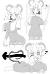  animal_humanoid big_breasts blush breasts capelet clothing dress female hair holding_object humanoid mammal mouse_humanoid navel nazrin rodent short_hair skirt smile solo suggestive sweat sweatdrop torso_(hjk098) touhou 