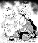  bondage bowsette eudetenis heels horns monochrome naked new_super_mario_bros._u_deluxe nipples pantyhose pointy_ears princess_peach_toadstool pussy tail 