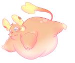  &lt;3 &lt;3_eyes alolan_raichu ambiguous_gender belly big_belly blush inflation nickcola nintendo overweight pok&eacute;mon pok&eacute;mon_(species) regional_variant simple_background solo video_games 