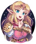  2019 blonde_hair blue_eyes clothing ear_piercing female gashi-gashi hair hi_res humanoid hylian long_hair nintendo not_furry open_mouth piercing pointy_ears princess_zelda shoulder_pads solo the_legend_of_zelda video_games 