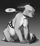  2018 ambiguous_gender cat digital_media_(artwork) eyes_closed feline feral greyscale kyander mammal monochrome paws sitting solo 