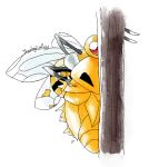 2016 4_wings abdomen against_tree ambiguous_gender antennae arthropod artsy-theo beedrill black_body black_eyes black_stripes blade_arm cocoon compound_eyes digital_drawing_(artwork) digital_media_(artwork) feral full-length_portrait grey_antennae husk insect insect_wings kakuna multi_wing nintendo pok&eacute;mon pok&eacute;mon_(species) portrait red_eyes shedding signature simple_background solo striped_body stripes style_parody toony translucent translucent_wings tree two_tone_body video_games white_background wings yellow_body 