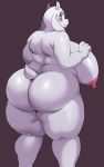  2018 anthro big_breasts big_butt black_background blue_eyes blush boss_monster breasts butt caprine digital_media_(artwork) fangs female floppy_ears fur goat hi_res horn huge_breasts huge_butt huge_thighs hyper hyper_breasts looking_at_viewer looking_back mammal mature_female mother nipples nude obese overweight parent short_tail side_boob simple_background sketch solo sssonic2 thick_thighs toriel undertale video_games voluptuous white_fur wide_hips 
