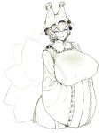  animal_humanoid big_breasts breasts canine chinese_clothing clothed clothing dress eyes_closed fangs female fox_humanoid greyscale hair hat huge_breasts humanoid mammal monochrome multi_tail nipple_bulge open_mouth ran_yakumo short_hair solo space_jin tabard touhou 