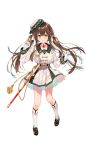  belt breasts brown_eyes brown_hair character_request collarbone formation_girls full_body hair_ornament hat highres large_breasts looking_at_viewer military military_uniform official_art sheath sheathed shoes smile solo sword transparent_background twintails uniform weapon 