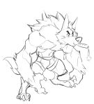  2018 anthro biceps canine clothing fur hi_res male mammal monochrome muscular muscular_male null-ghost pecs sketch underwear were werewolf 