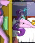  2018 butt buttplug clitoris cutie_mark dialogue digital_media_(artwork) duo english_text equine female friendship_is_magic hi_res horn inside lying mammal my_little_pony on_side oral pillow pussy pussy_juice sex_toy starlight_glimmer_(mlp) text twilight_sparkle_(mlp) twotail813 unicorn 