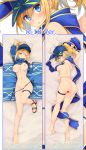 ;d ahoge arm_up artoria_pendragon_(all) ass barefoot beach blonde_hair blue_eyes blue_hat blush breasts censored dakimakura fate/grand_order fate_(series) from_above full_body grin hair_between_eyes hat heart heart_censor highres long_hair looking_at_viewer lying medium_breasts menggongfang multiple_views mysterious_heroine_xx_(foreigner) nipples nude on_back on_stomach one_eye_closed open_mouth ponytail smile soles thigh_strap 