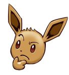  ambiguous_gender brown_eyes brown_fur disembodied_head eevee emoji fur mammal melonleaf meme nintendo pok&eacute;mon pok&eacute;mon_(species) reaction_image simple_background solo thinking video_games white_background 