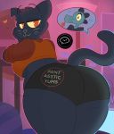  &lt;3 ... 2018 anthro bea_(nitw) bent_over big_breasts big_butt breasts butt butt_focus cigarette clothed clothing female kilinah looking_back mae_(nitw) mammal night_in_the_woods notched_ear overweight partially_clothed presenting presenting_hindquarters red_eyes shirt side_boob text thick_thighs whiskers wide_hips 