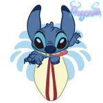  2018 4_fingers 4_toes alien alpha_channel black_eyes blue_claws blue_fur blue_nose claws digital_drawing_(artwork) digital_media_(artwork) disney dragonuva experiment_(species) flat_colors fur head_tuft lilo_and_stitch looking_at_viewer reaching_towards_viewer simple_background smile solo stitch surfboard surfing toes tongue tongue_out transparent_background tuft water watermark 