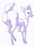  antelope anus big_breasts big_butt breasts busty_feral butt female feral hooves horn looking_back mammal melonleaf nipples pussy simple_background sketch smile solo white_background 